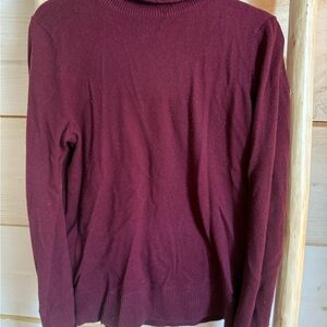 Lands' End women's cashmere Deep Red Turtleneck Sweater